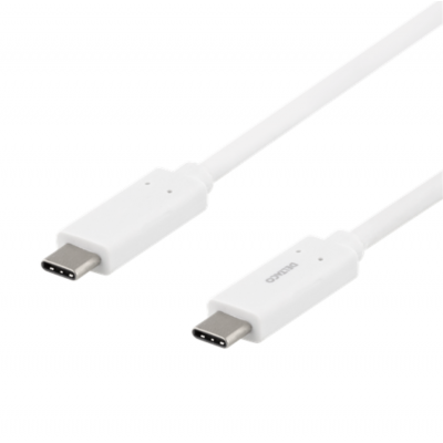 Deltaco USB-C till USB-C Kabel 0.5m 3A - Vit