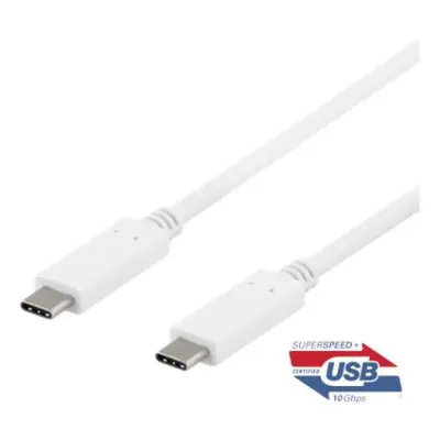 Deltaco USB-C till USB-C-kabel, 0.5m - Vit