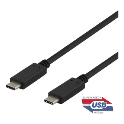 Deltaco USB-C till USB-C Kabel 1m - Svart