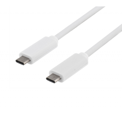 Deltaco USB-C till USB-C-kabel, 1m - Vit