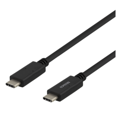 Deltaco USB-C till USB-C Kabel 2m IF - Svart