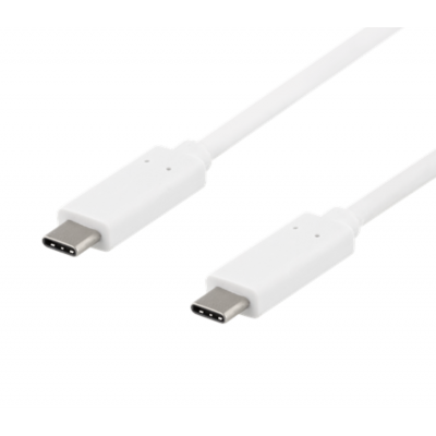 Deltaco USB-C Till USB-C Kabel 60W 0.5m - Vit