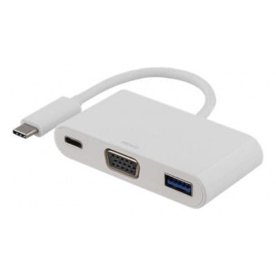 Deltaco USB-C till VGA och USB Typ A Adapter - Vit