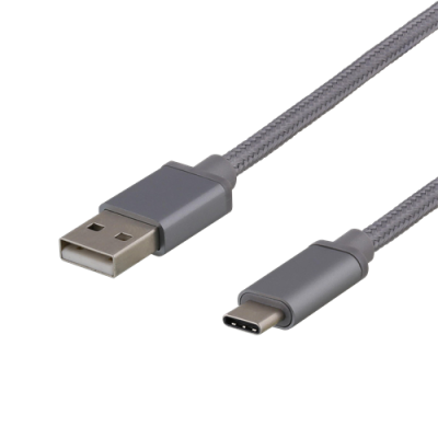 DELTACO USB C tygbeklädd kabel, 2m Grå Mobiltillbehörbutiken DELTACO USB C tygbeklädd kabel, 2m Grå Mobiltillbehörbutiken