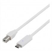 DELTACO USB-kabel, Typ C till Typ B, 0,25m, vit