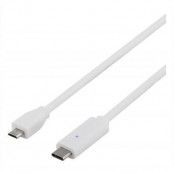 DELTACO USB-kabel, Typ C till Typ Micro B, 0,5m, vit