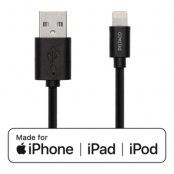 Deltaco USB Lightning Kabel till iPhone, iPad, och iPod, MFi, 1m - Svart