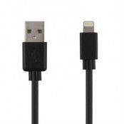 DELTACO USB-synk-/laddarkabel, MFi, Lightning, 3m, svart