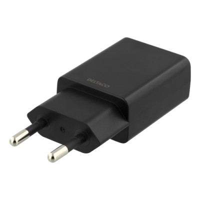 Deltaco Väggladdare 100-240V, 1A, 5W, 1xUSB-A - Svart