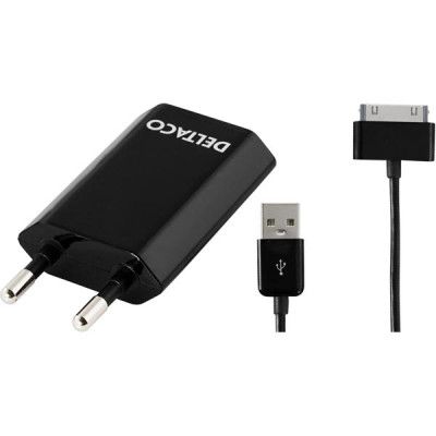 DELTACO Väggladdare 230V till 5V USB, 1A - Svart
