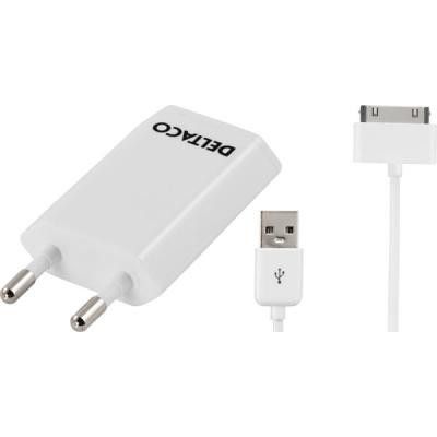 Deltaco Väggladdare 230V till 5V USB, 1A, USB-port, - Vit