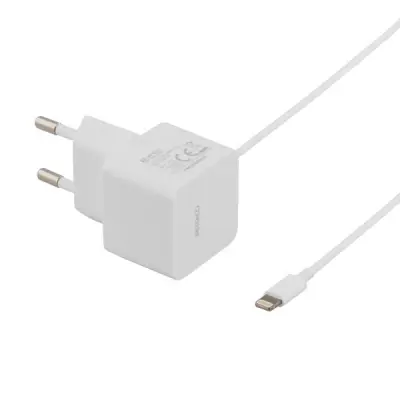 DELTACO väggladdare med lightning-kontakt, MFi, 1m, vit