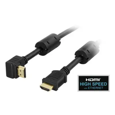DELTACO vinklad HDMI kabel, 1m - Svart