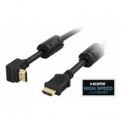 DELTACO vinklad HDMI kabel, 3m - Svart