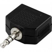 DELTACO Y-adapter för ljud,1x3,5mm ha till 2x3,5mm hona