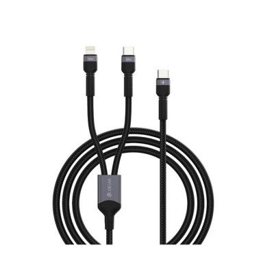 Devia 2in1 USB-C Till USB-C/Lightning 1.2m Kabel 3A - Svart