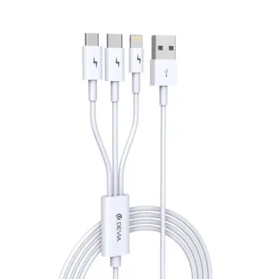 Devia 3in1 USB/MicroUSB/Lightning/Typ-C Kabel 1.2m 2A Smart EC141