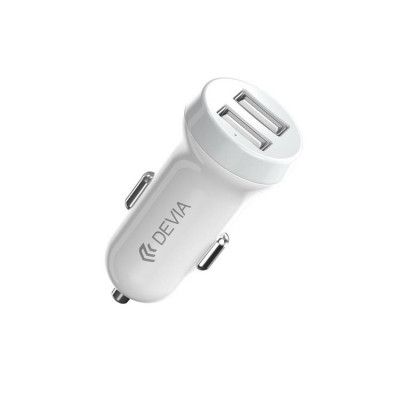 Devia Billaddare 2x USB 3.1A med Lightning Kabel Smart - Vit