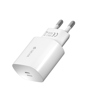 Devia Väggladdare 25W + USB-C Till USB-C Kabel - Vit