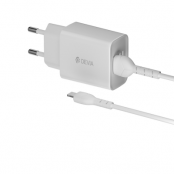 Devia Väggladdare 2xUSB 2.4A Smart + Lightning Kabel 1m - Vit