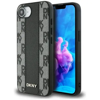 DKNY iPhone 16e Mobilskal MagSafe Läder Checkered Mono