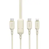 Dudao 2in1 USB-C till USB-C lightning Kabel 1.2m - Beige