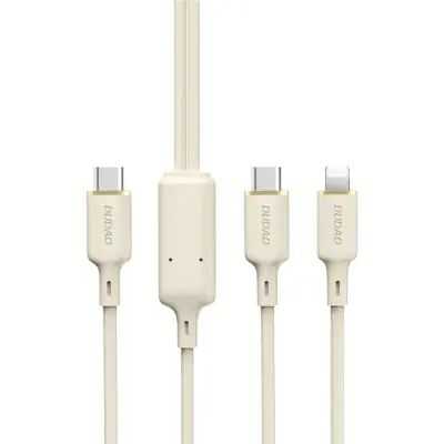 Dudao 2in1 USB-C till USB-C lightning Kabel 1.2m - Beige