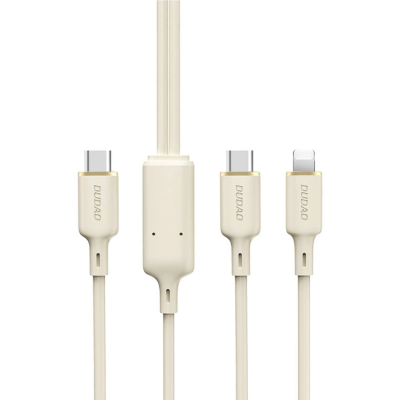 Dudao 2in1 USB-C till USB-C, lightning 1.2m - Beige
