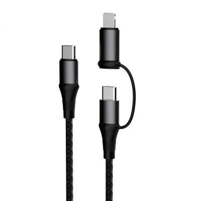 Dudao 2w1 Kabel USB-C PD USB-C + lightning 1 m Grå