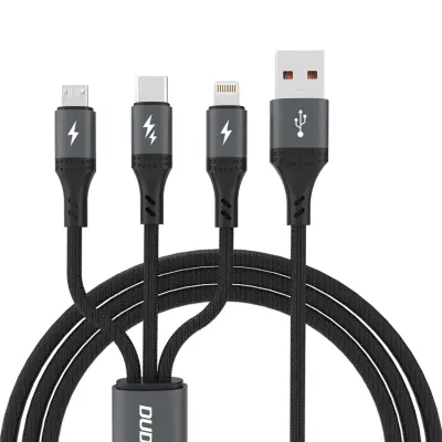 Dudao 3-in-1 Micro-USB/USB-C/Lightning Kabel 1.2m 60W - Svart
