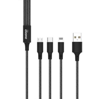 Dudao 2in1 USB-A - USB-C, Lightning 6A 1.2m - Svart