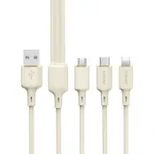 Dudao 3in1 USB-C Till USB-C/Lightning Kabel 1.2m - Beige