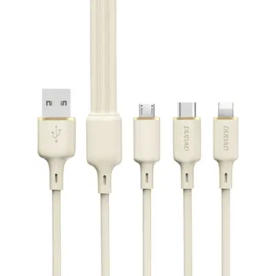 Dudao 3in1 USB-C Till USB-C/Lightning Kabel 1.2m - Beige