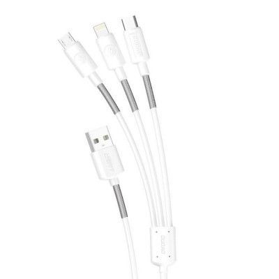 Dudao 3in1 USB Till Micro USB/Typ-C Lightning Kabel 1.2m - Vit