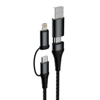Dudao 4in1 USB-A Till USB-C 100W Lightning 20W Kabel 1m - Grå