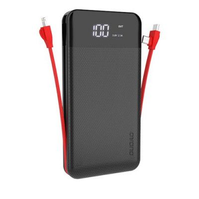 Dudao Byggd Power Bank 10000mAh 3in1 Micro USB Type C Lightning Kabel - Svart