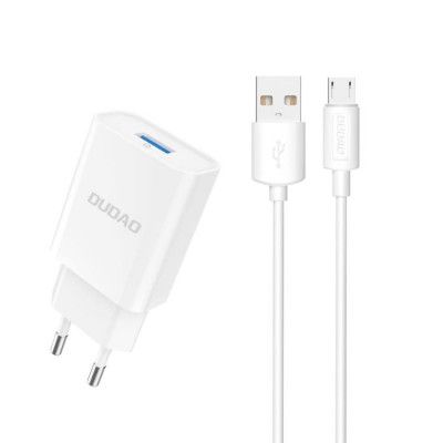Dudao EU Väggladdare USB Till Micro USB Kabel - Vit