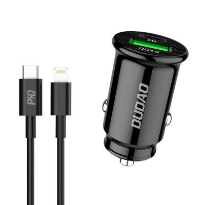 Dudao Fast Billaddare USB-C kabel - Lightning 18W - Svart