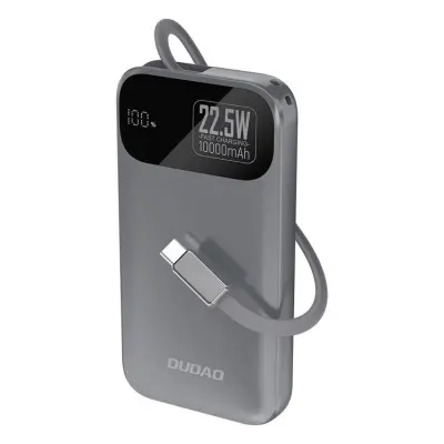 Dudao Powerbank 10000 mAh 22.5W PD med Inbyggd Kabel K31 - Grå