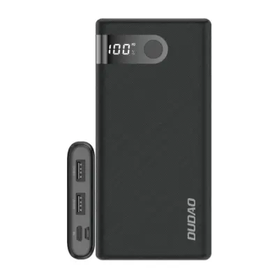 Dudao Powerbank 10000 mAh 2x USB/Typ C/micro USB 2A - Svart