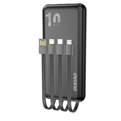 Dudao Powerbank 10000mAh USB Kabel USB-C Lightning - Svart (Svart)