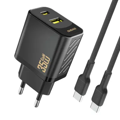 Dudao Snabbladdare USB-A/USB-C 35W med USB-C Kabel (Svart)