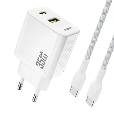 Dudao Snabbladdare USB-A/USB-C 35W med USB-C Kabel (Vit)