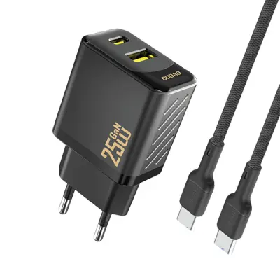 Dudao Snabbladdare USB-C USB-A PD 25W GaN med USB-C Kabel A26TCEU - Svart
