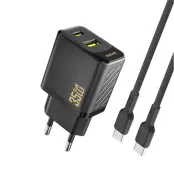 Dudao Snabbladdare USB-C USB-A PD 35W GaN med USB-C Kabel A27MaxCEU - Svart