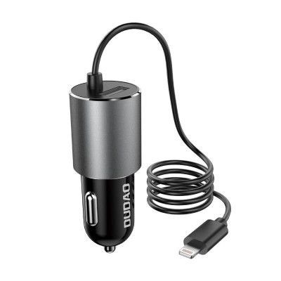 Dudao USB Billaddare med integrated lightning Kabel 3,4 A Svart