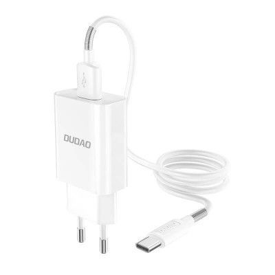 Dudao USB Väggladdare 5V/2.4A QC3.0 + USB Typ-C Kabel - Vit