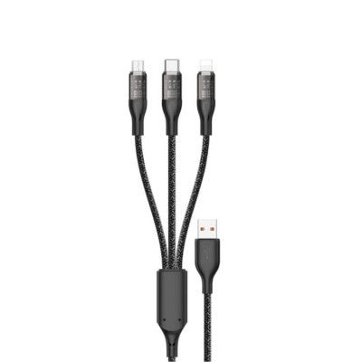 Dudao 3in1 USB-A till USB-C, Lightning, microUSB kabel 120W 1.2m