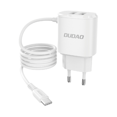 Dudao Väggladdare 2x USB Type-C Kabel 12 W - Vit