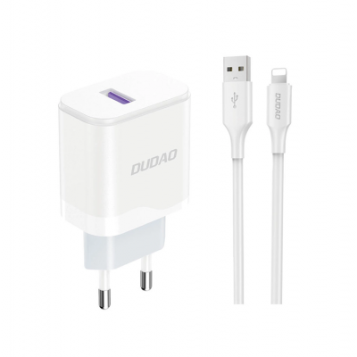 Dudao Väggladdare A20EU USB-A 18W + Micro USB Kabel - Vit (Micro USB)
